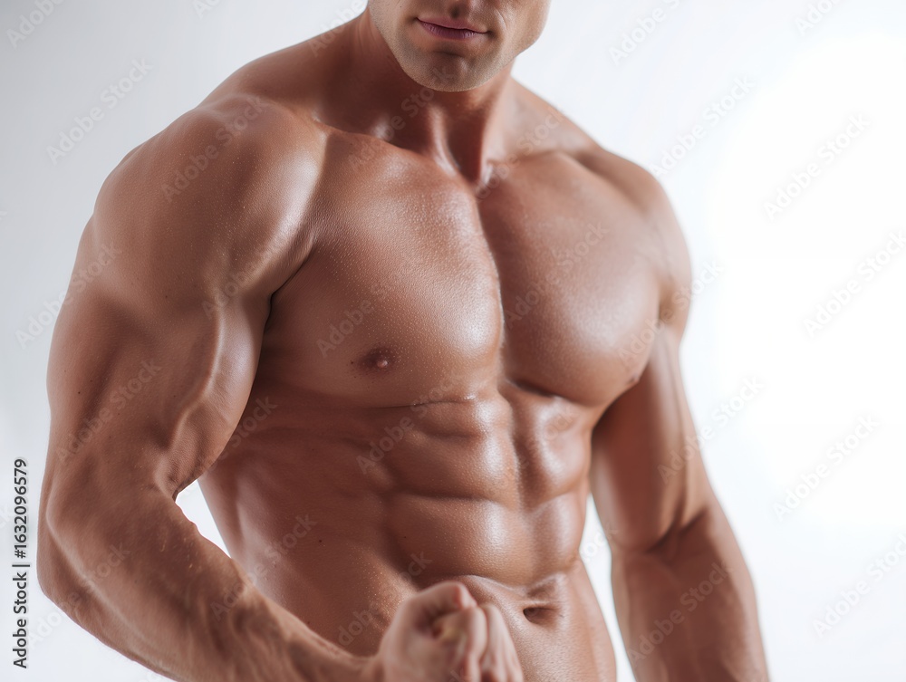 Fototapeta premium 筋肉を見せる男性モデル