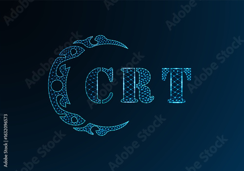 Low poly letter logo CRT design. CRT letter logo low poly vector design on blue color gradient background. CRT logo low poly design
