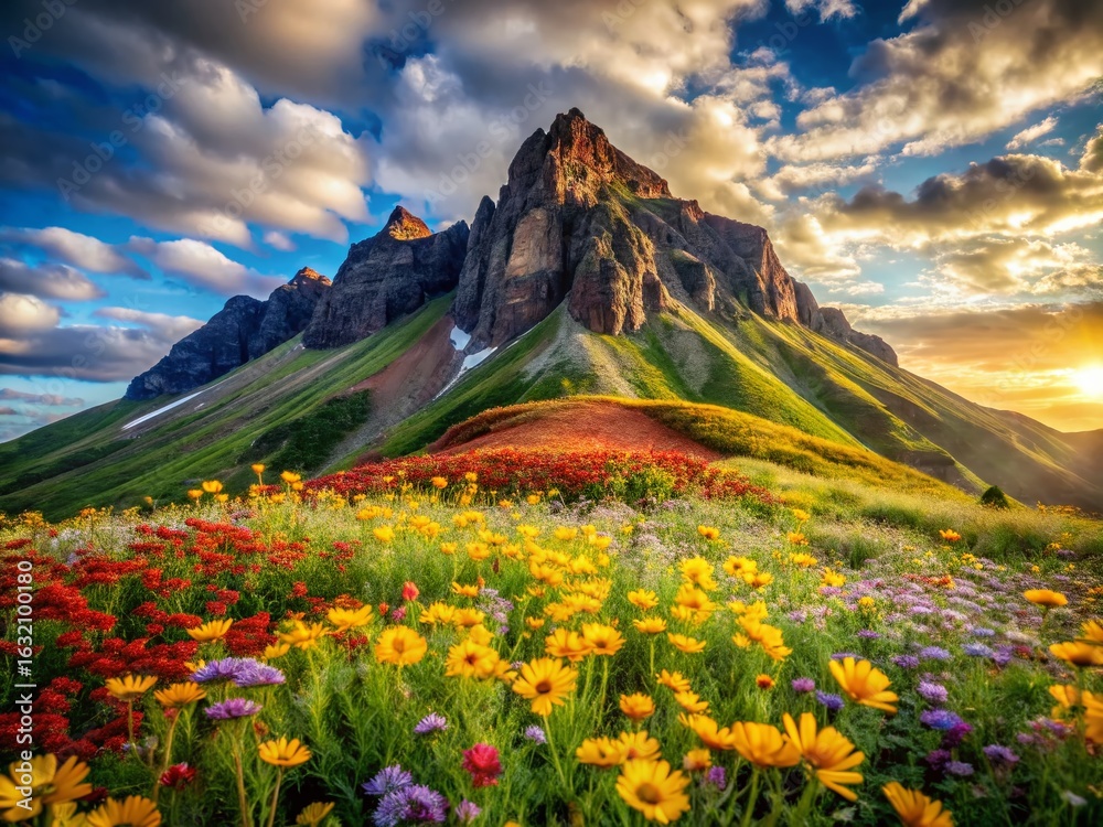Fototapeta premium Sleeping Giant Mountain Wildflower Bloom - Majestic Landscape Photography