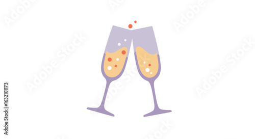 Elegant champagne glasses pair with bubbles for celebratory occasion design