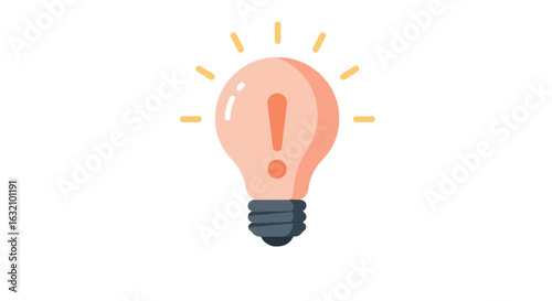 Creative idea concept with exclamation mark inside light bulb design