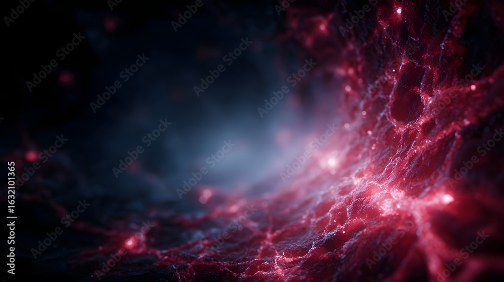 Obraz premium Nanoparticles coursing through a vibrant simulated bloodstream