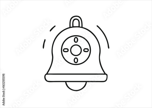 Nautical maritime ship alarm bell warning signal device for maritime safety and emergency situations isolated on white background