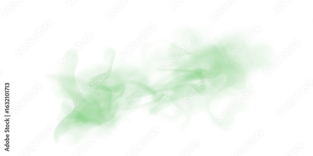 Obraz premium Elegant Green Studio Smoke with Flowing Vapor, Misty Texture, and Isolated Dust Effects on a Transparent Background