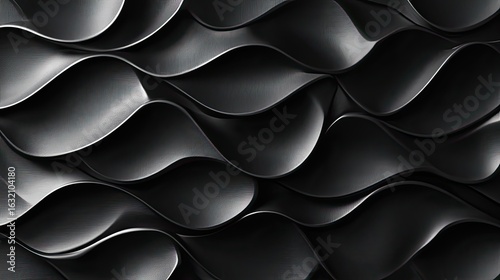 Black geometric curves texture, arranged in a regular pattern, realistic light and shadow, realistic rendering, camera shot texture.