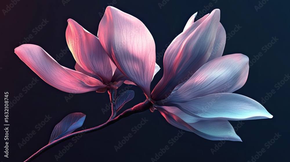 Fototapeta premium magnolia flower, futuristic, photorealistic 