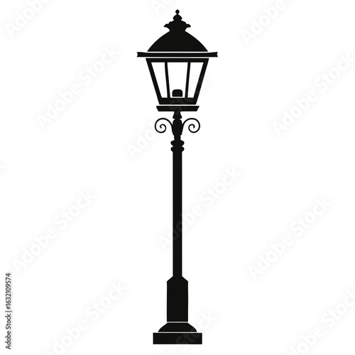 Iron Lantern Post Vector – Classic Street Light Design