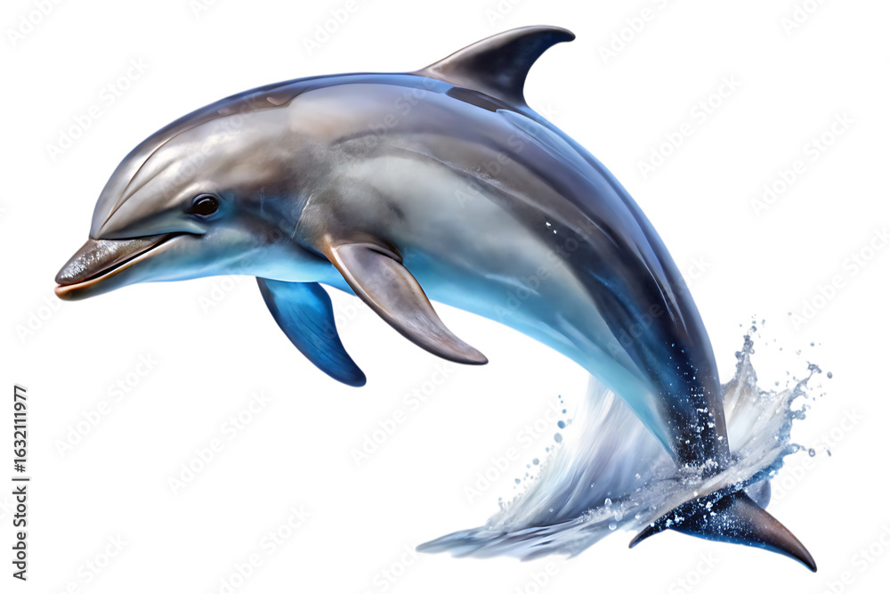 Obraz premium jumping dolphin isolated - on a white background PNG. GENERATIVE AI