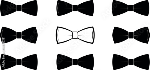 Black and White Bow Ties Pattern, Elegant Fashion Accessory, Formal Wear, Seamless Vector Design, Isolated Illustration for Adobe Stock Image