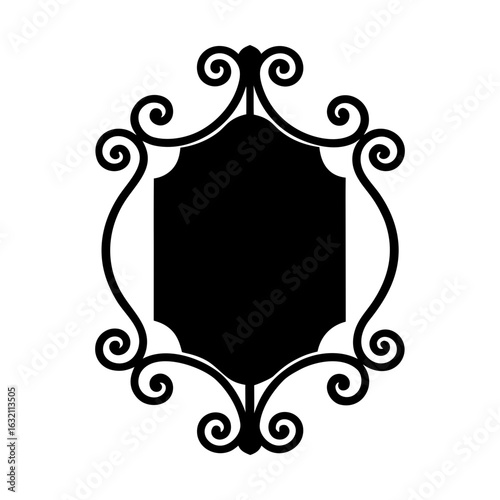 Elegant decorative frame border with flourish scroll element art silhouette