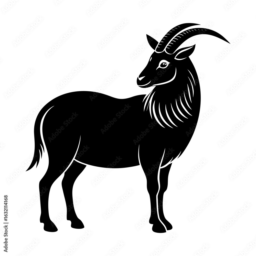Fototapeta premium Standing goat vector illustration animal mammal wildlife art silhouette