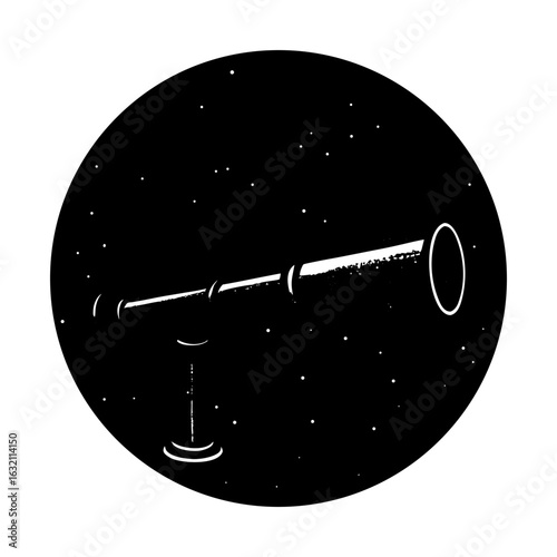 Telescope astronomy exploration cosmos universe stargazing tool silhouette