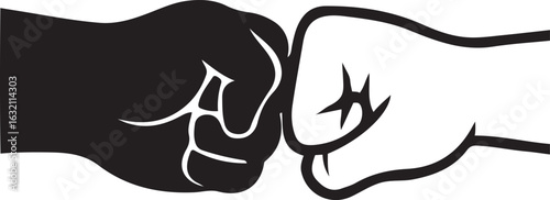 Black and white fists bumping in solidarity fist bump