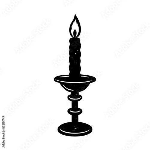 Candle flame light vintage decoration candlestick graphic art silhouette
