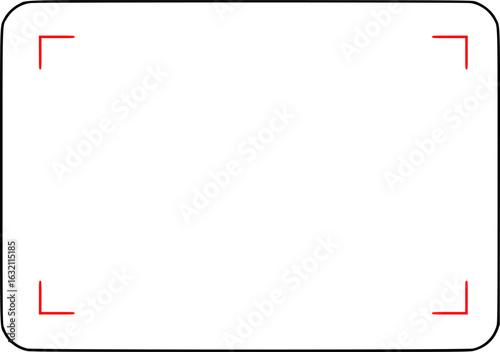 Video camera viewfinder frame. Camera recording screen template for overlay. Transparent PNG and vector illustration.
