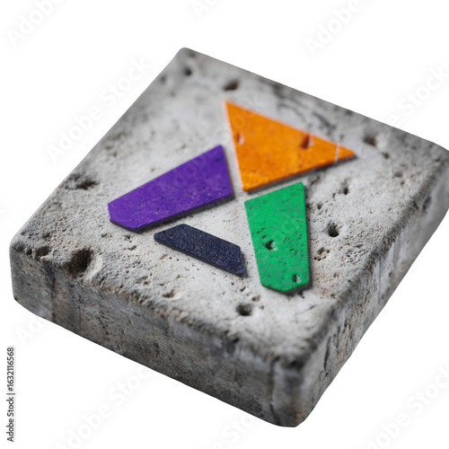 Square concrete block, colorful design