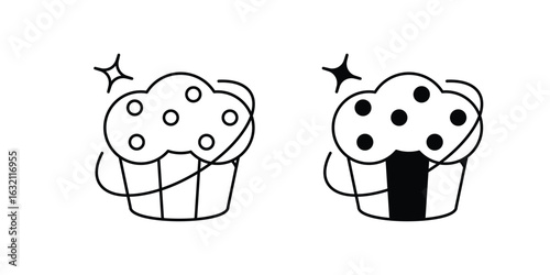 Muffin set icon with white background vector stock illustration