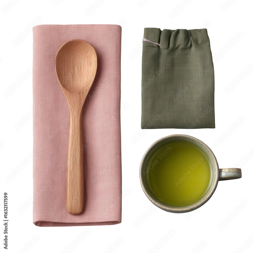 custom made wallpaper toronto digitalWooden spoon, napkin, teacup, pouch