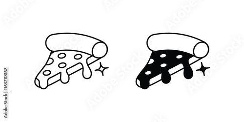 Pizza set icon with white background vector stock illustration