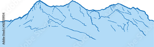Mountain range vector outline of  Swiss Alps hallmarks Eiger, Monch and Jungfrau 