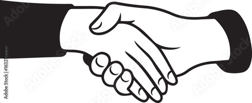 Handshake illustration with black and white hands greeting