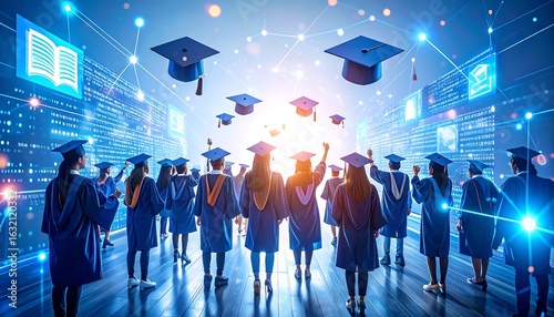 Graduates celebrating digital success