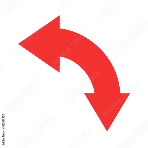 Red curved arrow pointing down and left isolated on transparent background Free Download Red curved arrow pointing down and left isolated on transparent background - GFXLoad