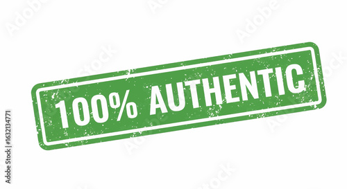 100% authentic green grunge stamp vector illustration design