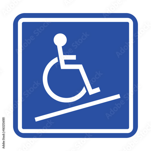 wheelchair accessibility ramp icon in blue. vector illustration for public facilitie and signage