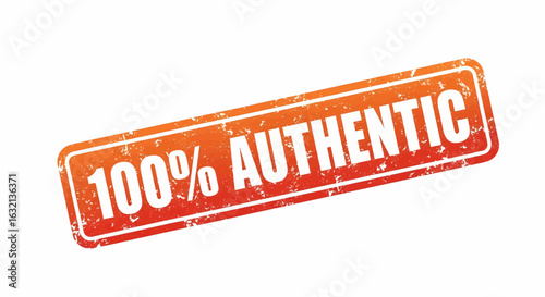 Grunge 100% Authentic orange rubber stamp vector illustration