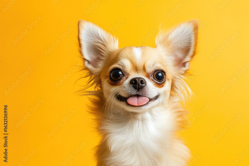 Surprised Chihuahua with tongue out on bright background Surprised Chihuahua with tongue out on bright background