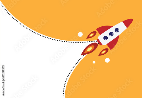 Rocket Flying Revealing Place for Text Copy Space. Space exploration and start up business ideas vector
