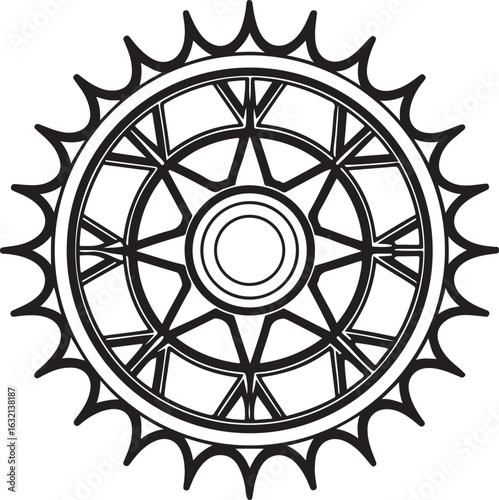 Abstract Sun Emblem with Geometric Rays