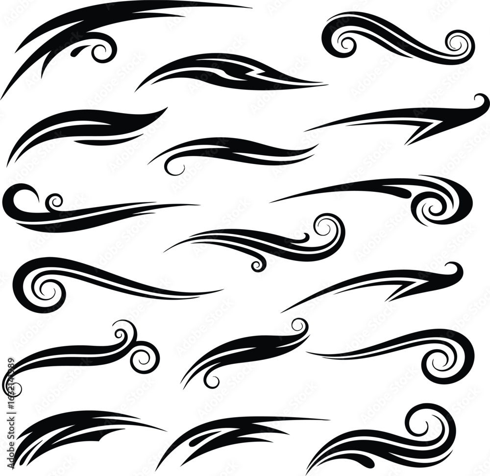 Fototapeta premium Elegant black flourishes and swirls collection decorative design elements for graphic design