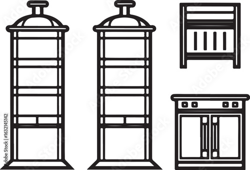 Classic Furniture Outline Icon Collection