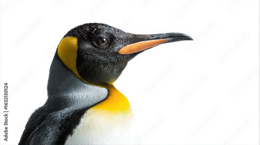 Fototapeta premium Penguin Portrait Isolated on White Minimal Product