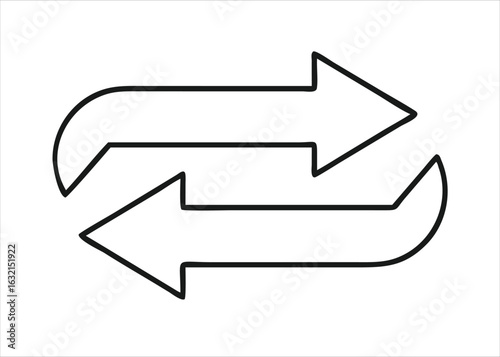 A clean black swap arrows icon representing data exchange or redirection isolated on white background