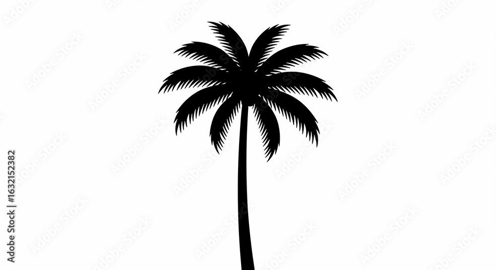 Obraz premium Silhouette of a Palm Tree Against a Bright White Background