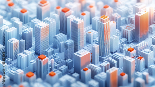 2.5D Miniature Model of a Modern City Skyscraper Complex