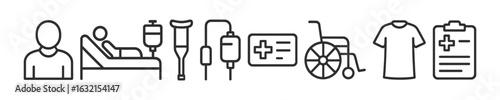 Healthcare Hospital Vector Outline Icon Set