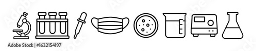 Healthcare Science Vector Outline Icon Set Pack