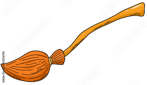 Hand drawn Halloween SVG doodle, cartoon element of witch's boom for stickers, pritns, cards, social media decor