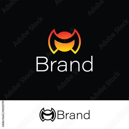 Letter M Flying Bat Circled Sun logo with tow backgrounds. 