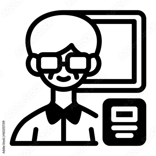 This Teacher icon is suitable for College, School, Education, etc.