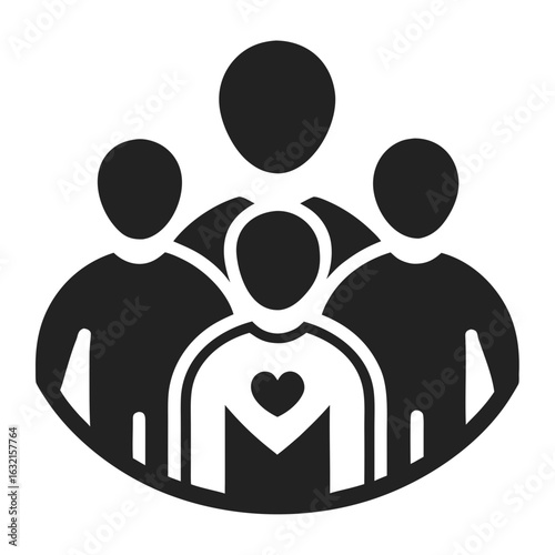 Volunteers Group Humanitarian Icon Silhouette – Clean Isolated Vector on Transparent Background for Aid and Charity Design