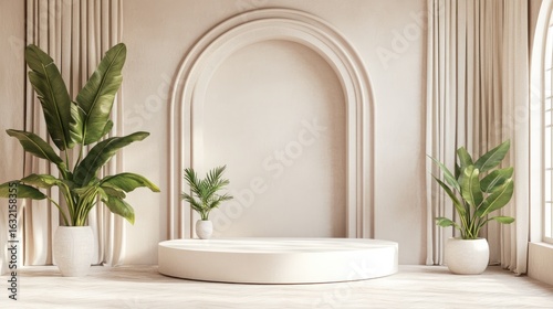 Modern Minimalist Interior with Plants and Natural Light Touches