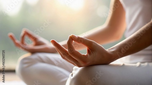 Wallpaper Mural Meditative hands in a peaceful setting, symbolizing tranquility and mindfulness practices. Torontodigital.ca