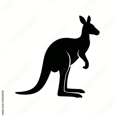 very simple flat and single minimalist Kangaroo Silhouettes in black on a white background