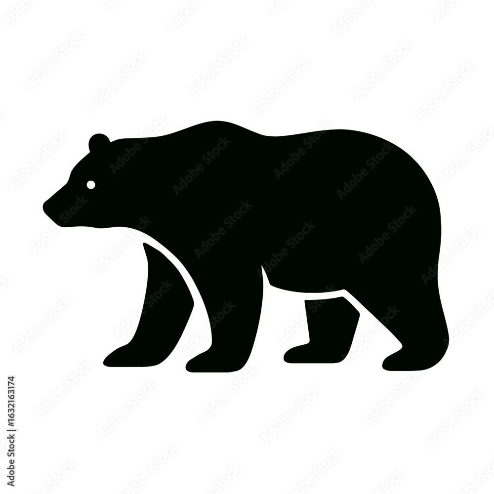 Fototapeta premium very simple flat and single minimalist Brown Bear Silhouettes in black on a white background