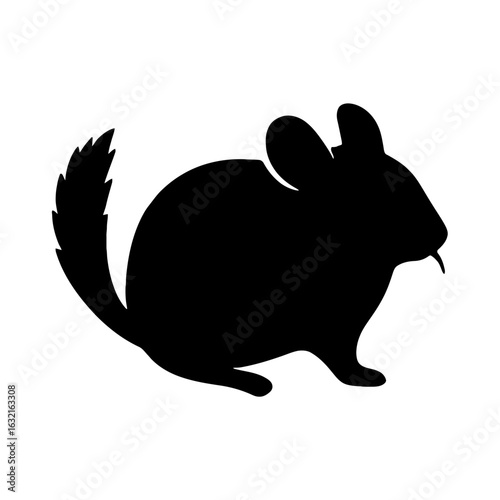 very simple flat and single minimalist Chinchilla Silhouettes in black on a white background